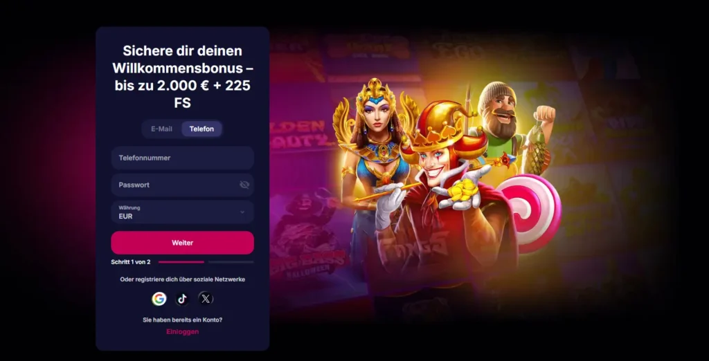 Registrierung bei NV Casino